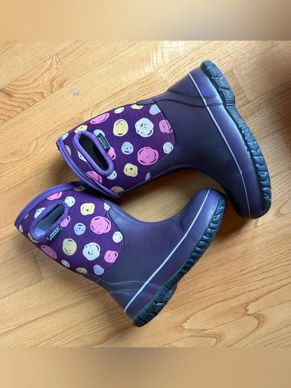 Bogs Kids' Classic Snow Boots Sketched Dots Purple Winter Youth Girls Size 1
